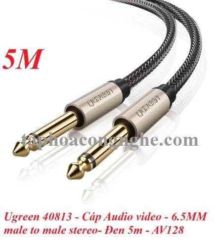 Ugreen 40813 5M 6.35mm màu Đen Cáp âm thanh 2 đầu 6.5mm dương cao cấp AV128 30040813